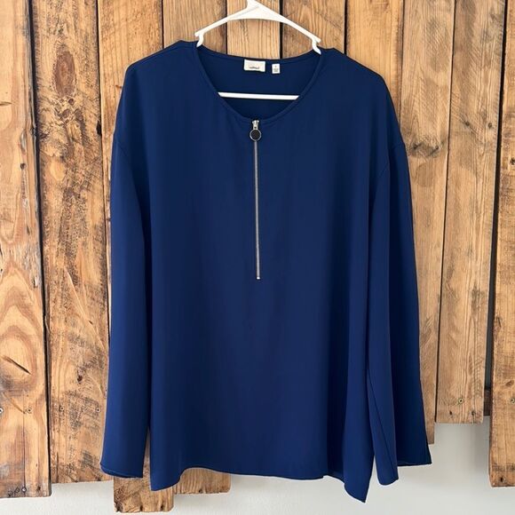 Wilfred Tops - Wilfred‎ Aritzia Women’s L / XL Rebais Deep Blue Blouse Oversized Split Sleeves